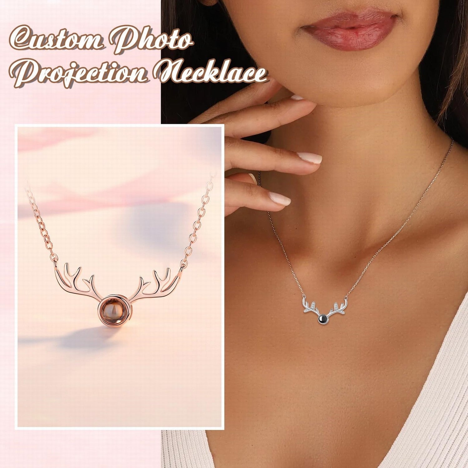 100 Language Projection Necklace Cross Lords Prayer Custom Photo Necklace Crystal Jewlery Initial necklace Mother's Day Gift For Mom